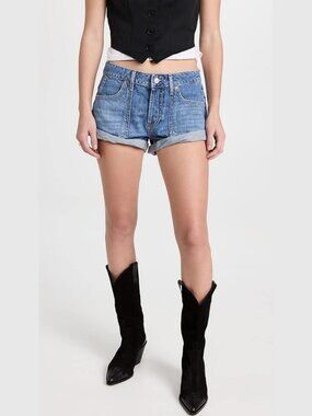 Free People Beginner's Luck Slouchy Roll Cuff Denim Shorts